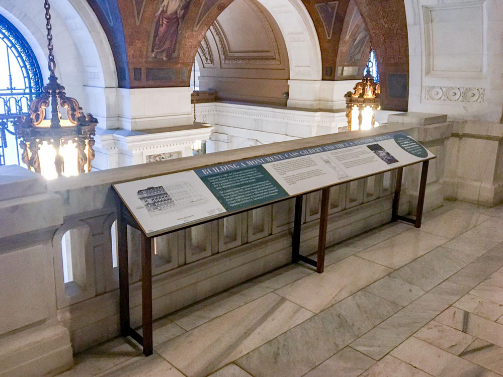 Upland® Exhibits - Modular Reader Rail on display at the National Archives in New York City