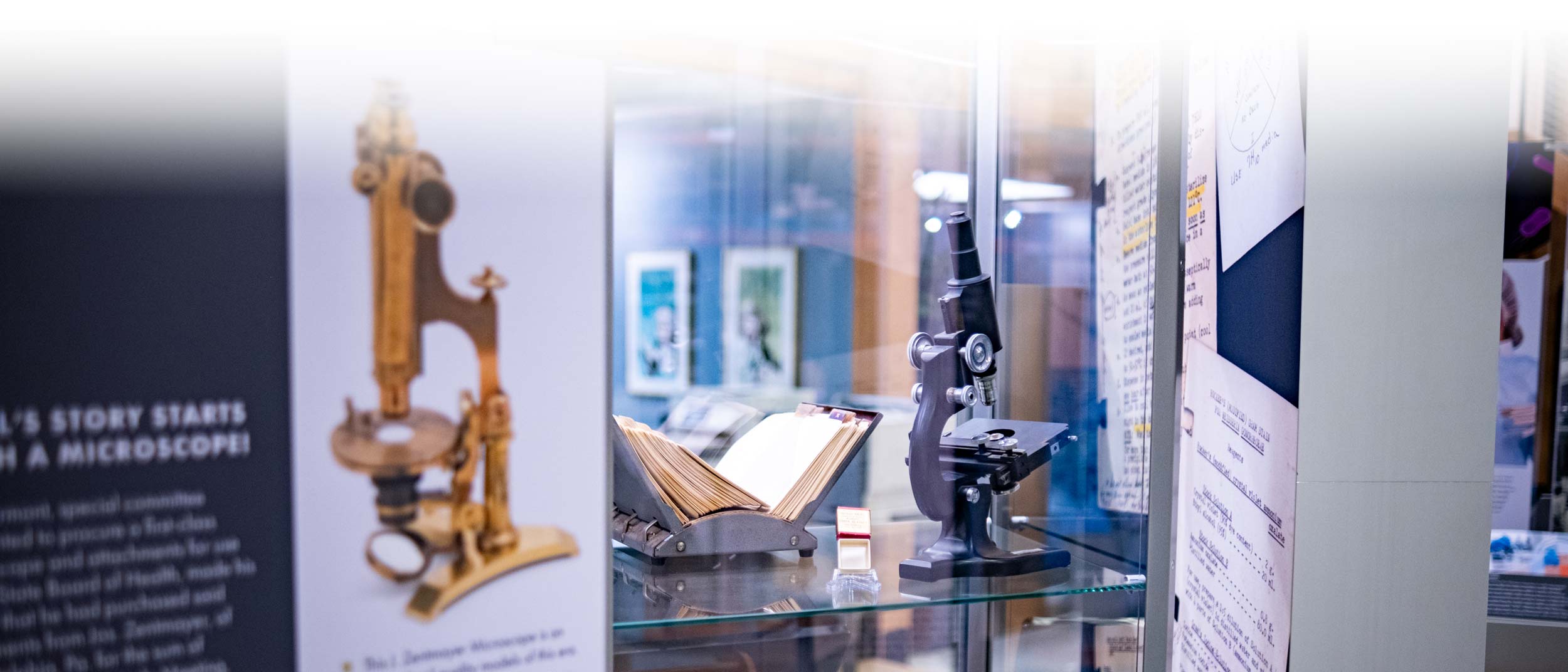 A closer detail of the scientific instrument display case