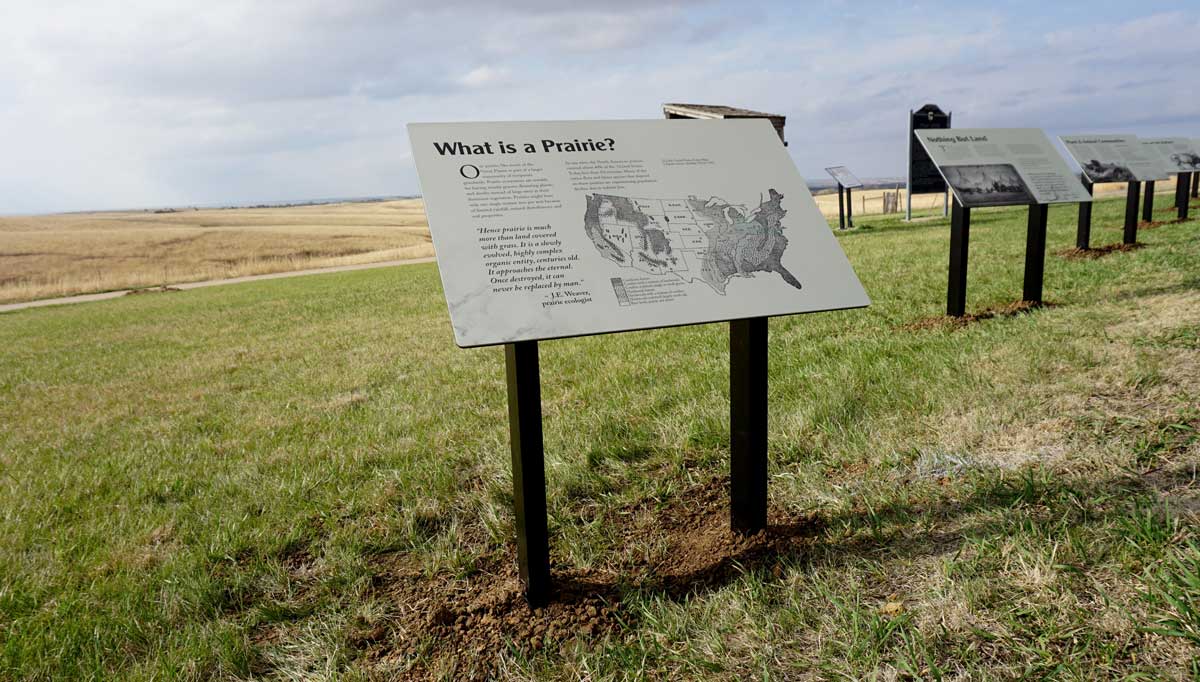 Outdoor interpretive signs for a satellite site for the National Willa Cather Center in Redcloud, NE.